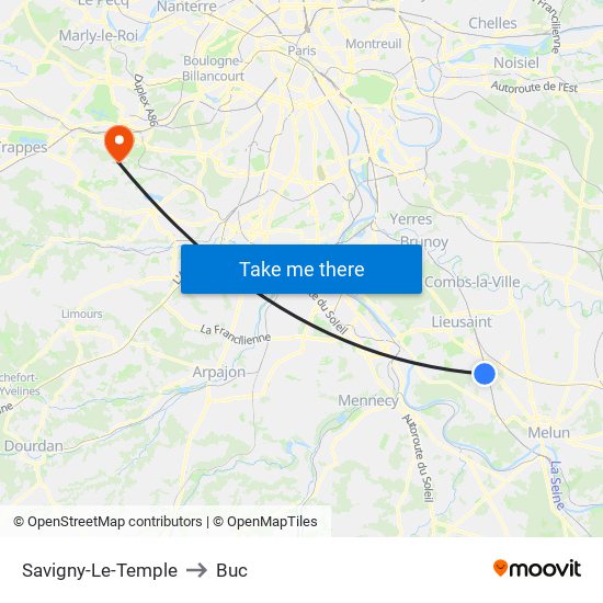 Savigny-Le-Temple to Buc map