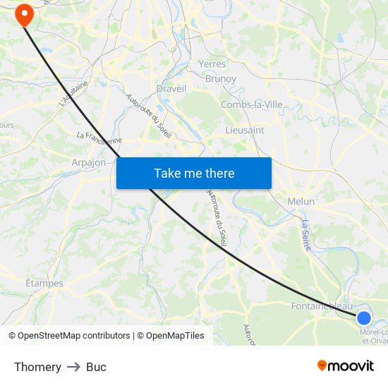 Thomery to Buc map