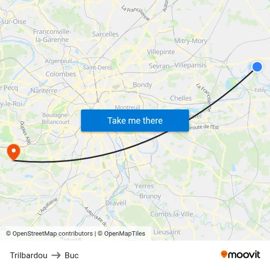 Trilbardou to Buc map