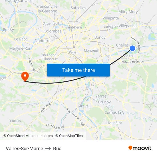 Vaires-Sur-Marne to Buc map