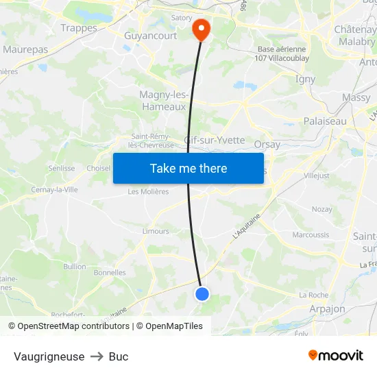 Vaugrigneuse to Buc map