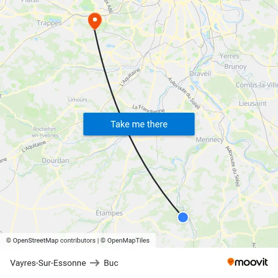 Vayres-Sur-Essonne to Buc map