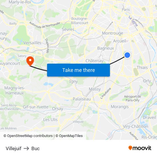Villejuif to Buc map