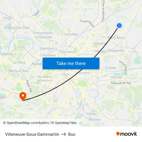 Villeneuve-Sous-Dammartin to Buc map