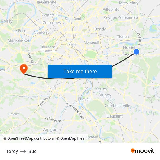 Torcy to Buc map