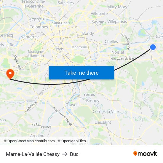 Marne-La-Vallée Chessy to Buc map