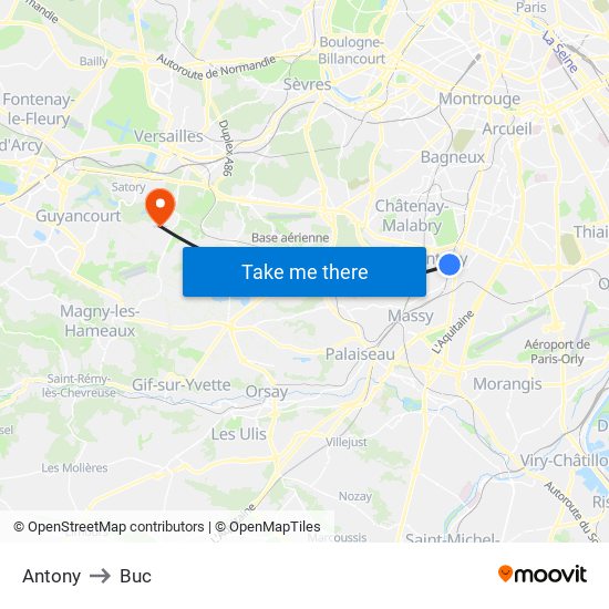 Antony to Buc map