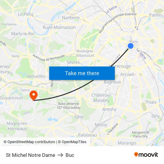 St Michel Notre Dame to Buc map