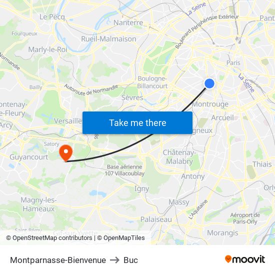 Montparnasse-Bienvenue to Buc map
