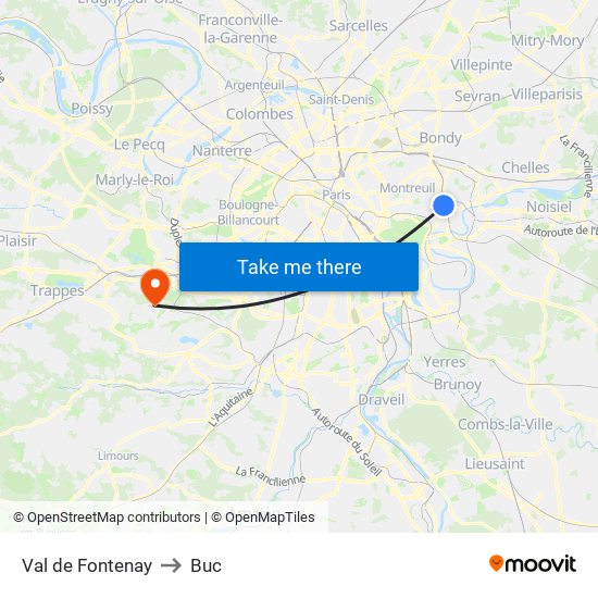 Val de Fontenay to Buc map
