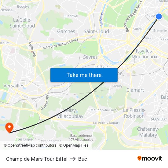 Champ de Mars Tour Eiffel to Buc map