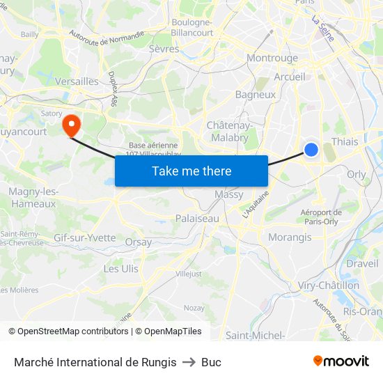 Marché International de Rungis to Buc map