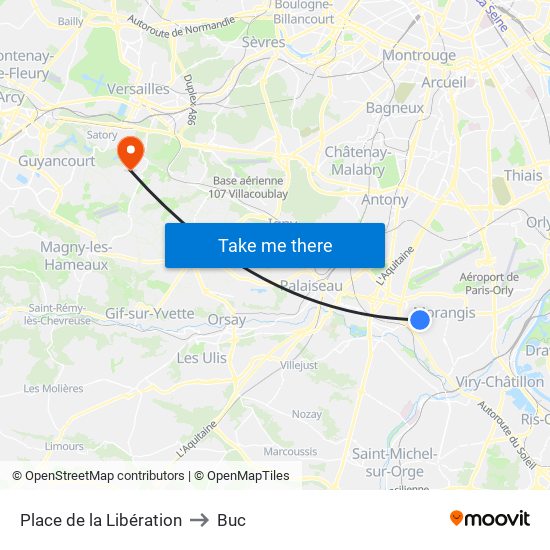 Place de la Libération to Buc map
