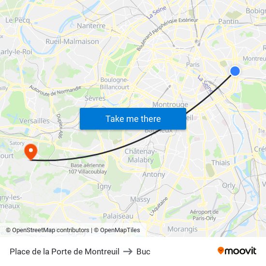 Place de la Porte de Montreuil to Buc map