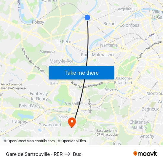 Gare de Sartrouville - RER to Buc map