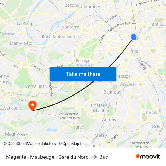 Magenta - Maubeuge - Gare du Nord to Buc map
