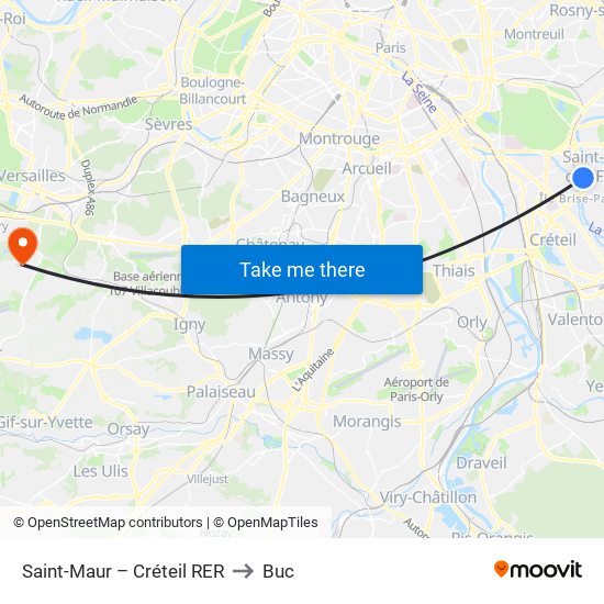 Saint-Maur – Créteil RER to Buc map