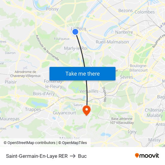 Saint-Germain-En-Laye RER to Buc map