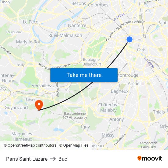Paris Saint-Lazare to Buc map