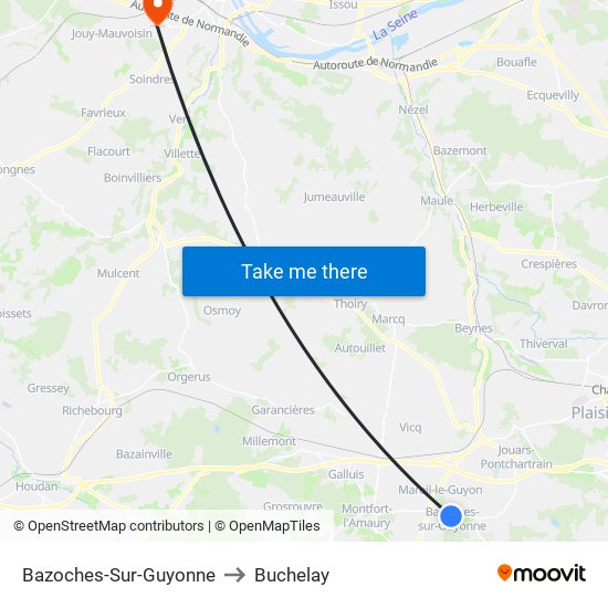 Bazoches-Sur-Guyonne to Buchelay map