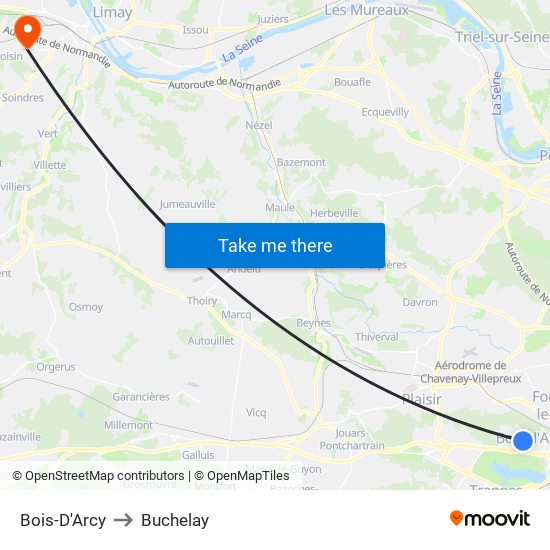 Bois-D'Arcy to Buchelay map