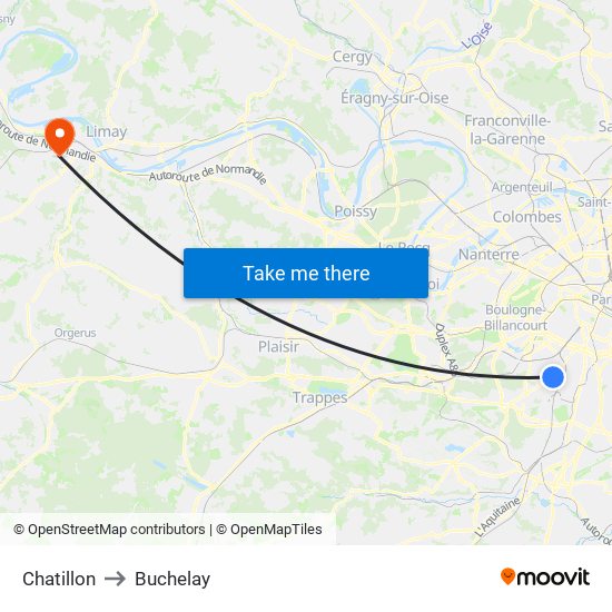 Chatillon to Buchelay map