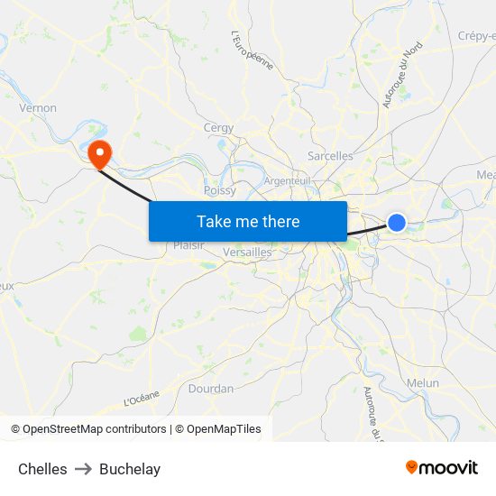 Chelles to Buchelay map