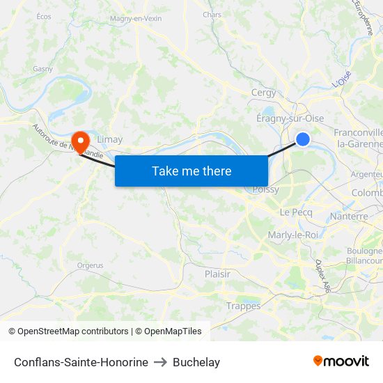 Conflans-Sainte-Honorine to Buchelay map