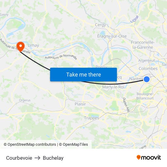 Courbevoie to Buchelay map