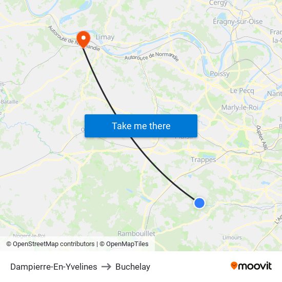 Dampierre-En-Yvelines to Buchelay map
