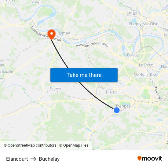 Elancourt to Buchelay map