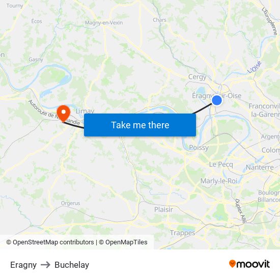 Eragny to Buchelay map