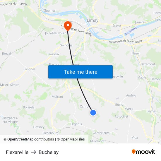 Flexanville to Buchelay map