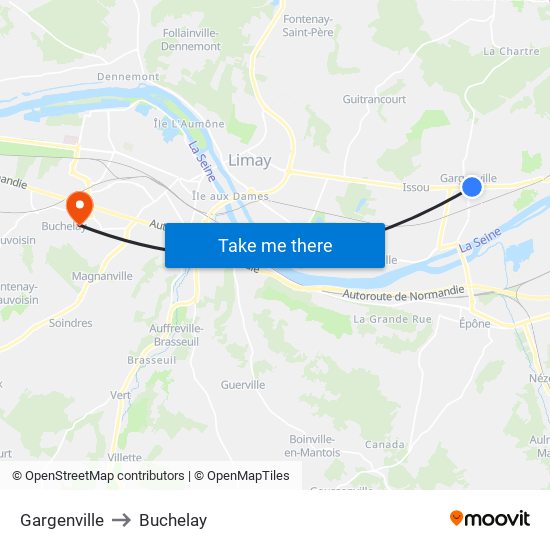 Gargenville to Buchelay map