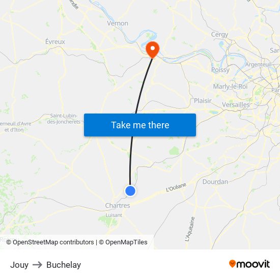Jouy to Buchelay map