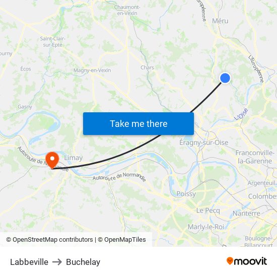 Labbeville to Buchelay map