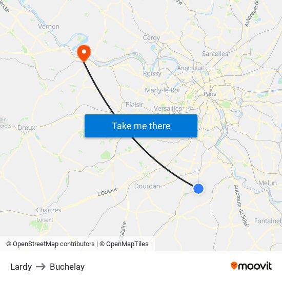 Lardy to Buchelay map