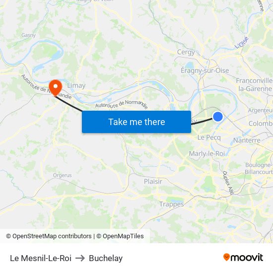 Le Mesnil-Le-Roi to Buchelay map