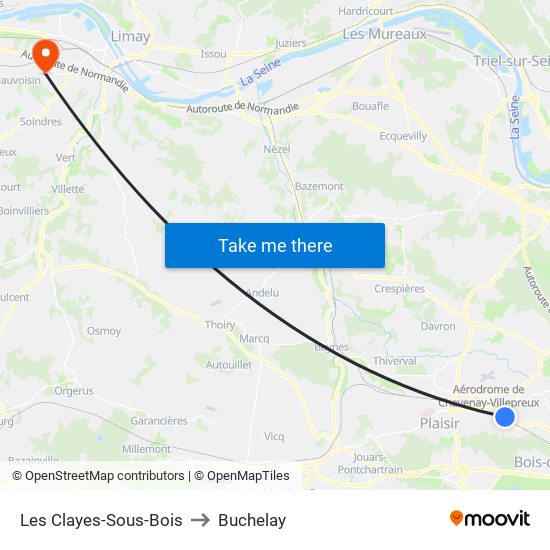 Les Clayes-Sous-Bois to Buchelay map
