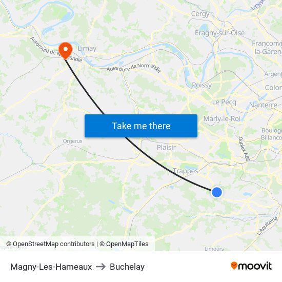 Magny-Les-Hameaux to Buchelay map