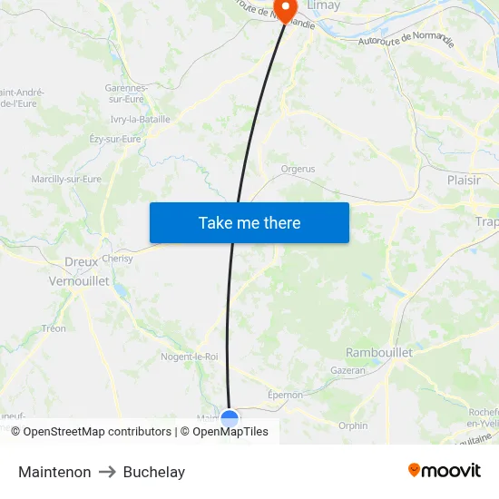 Maintenon to Buchelay map