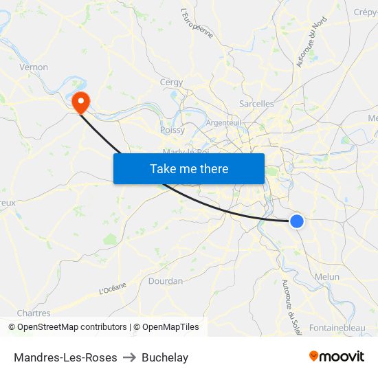 Mandres-Les-Roses to Buchelay map