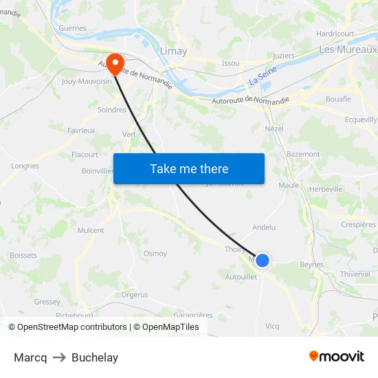 Marcq to Buchelay map