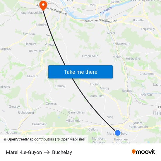 Mareil-Le-Guyon to Buchelay map