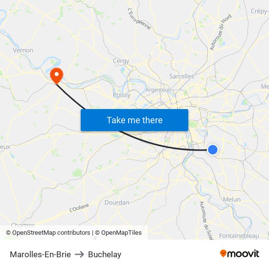 Marolles-En-Brie to Buchelay map