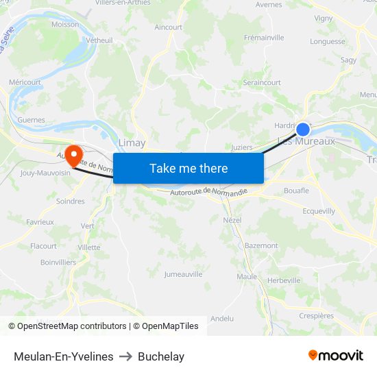 Meulan-En-Yvelines to Buchelay map