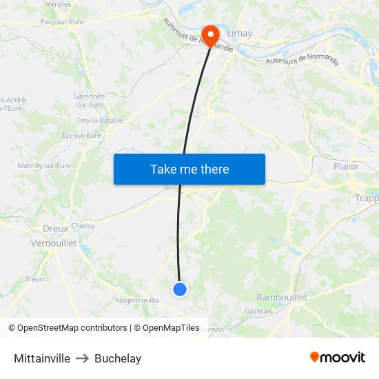 Mittainville to Buchelay map