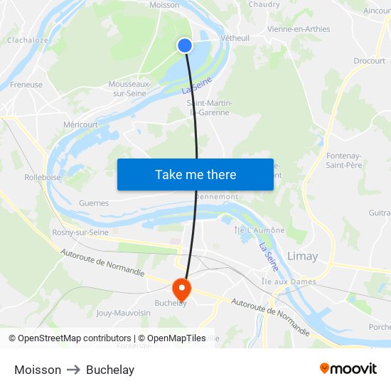 Moisson to Buchelay map