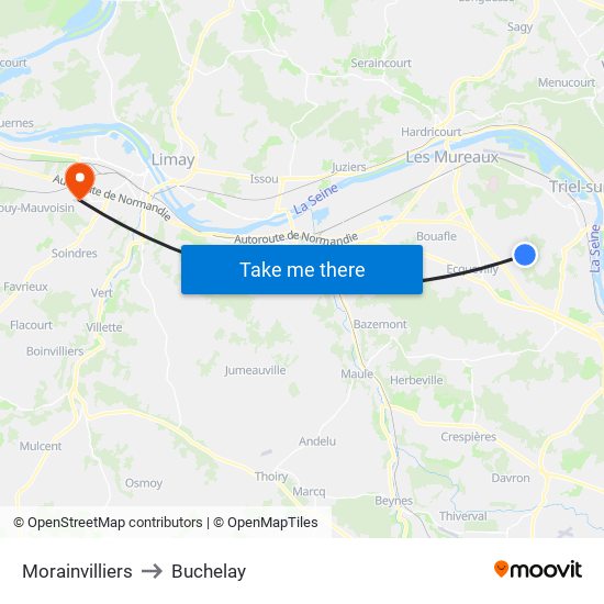Morainvilliers to Buchelay map
