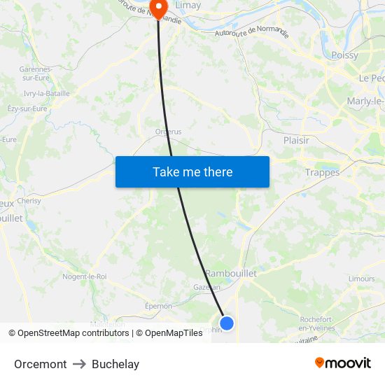 Orcemont to Buchelay map